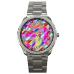 Multicolored Party Geo Design Print Sport Metal Watch Front