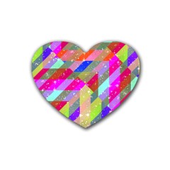 Multicolored Party Geo Design Print Rubber Coaster (heart)  by dflcprintsclothing