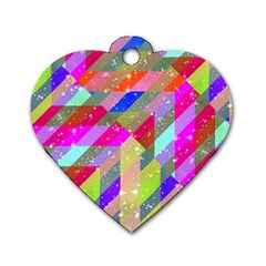 Multicolored Party Geo Design Print Dog Tag Heart (one Side) by dflcprintsclothing