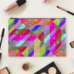 Multicolored Party Geo Design Print Cosmetic Bag (large)