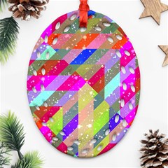 Multicolored Party Geo Design Print Oval Filigree Ornament (two Sides) by dflcprintsclothing