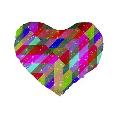 Multicolored Party Geo Design Print Standard 16  Premium Heart Shape Cushions by dflcprintsclothing