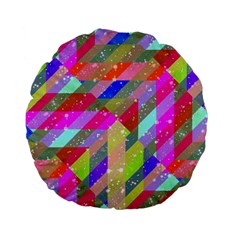 Multicolored Party Geo Design Print Standard 15  Premium Flano Round Cushions by dflcprintsclothing