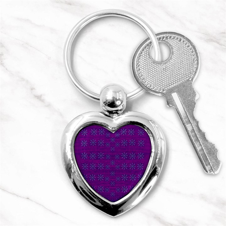 Metal Flower In Fauna Pop Art Key Chain (Heart)