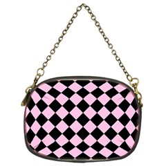 Block Fiesta - Blush Pink & Black Chain Purse (one Side) by FashionBoulevard