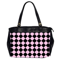 Block Fiesta - Blush Pink & Black Oversize Office Handbag (2 Sides) by FashionBoulevard