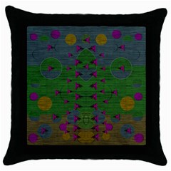 Happy Flower Fish Living In Peace On The Reef Throw Pillow Case (black) by pepitasart