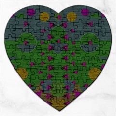 Happy Flower Fish Living In Peace On The Reef Jigsaw Puzzle (heart) by pepitasart