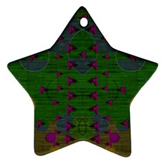 Happy Flower Fish Living In Peace On The Reef Star Ornament (two Sides) by pepitasart