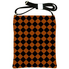 Block Fiesta - Burnt Orange & Black Shoulder Sling Bag by FashionBoulevard