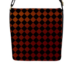 Block Fiesta - Burnt Orange & Black Flap Closure Messenger Bag (l) by FashionBoulevard