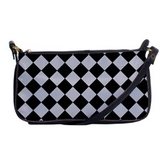 Block Fiesta - Cloudy Grey & Black Shoulder Clutch Bag by FashionBoulevard