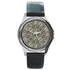 Urban Art Textured Print Pattern Round Metal Watch