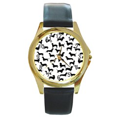 Dachshunds! Round Gold Metal Watch by ZeeBee