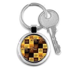 I Love Art Deco Typographic Motif Collage Print Key Chain (round)