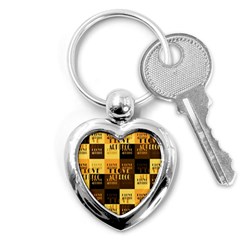 I Love Art Deco Typographic Motif Collage Print Key Chain (heart)