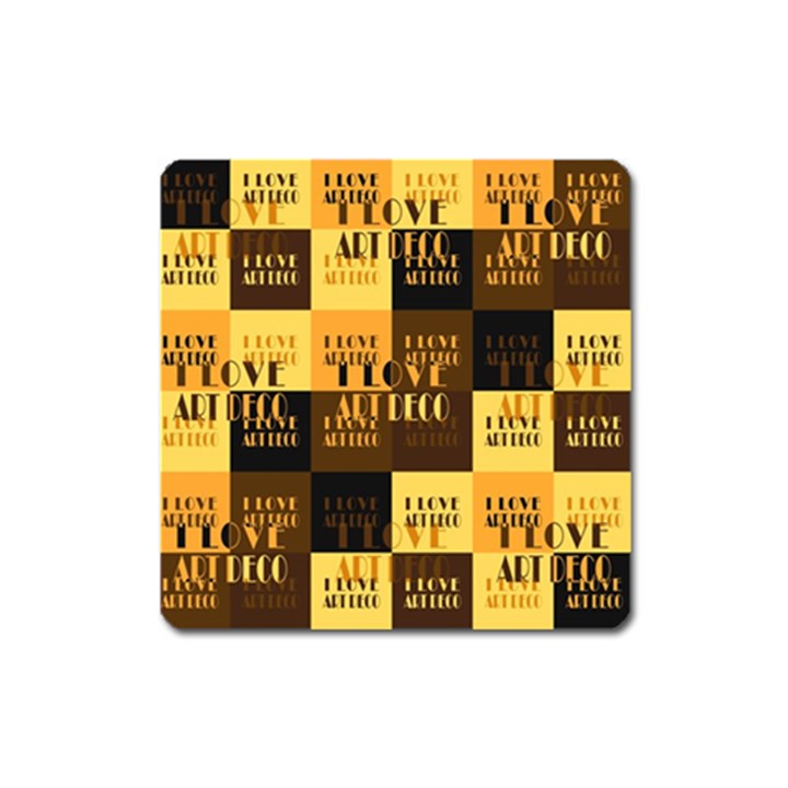 I Love Art Deco Typographic Motif Collage Print Square Magnet