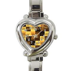 I Love Art Deco Typographic Motif Collage Print Heart Italian Charm Watch by dflcprintsclothing