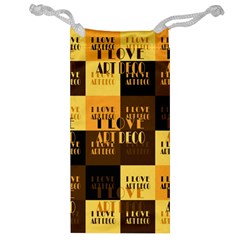 I Love Art Deco Typographic Motif Collage Print Jewelry Bag by dflcprintsclothing