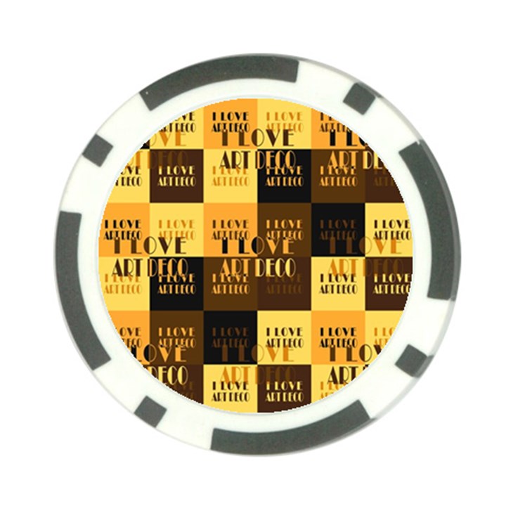 I Love Art Deco Typographic Motif Collage Print Poker Chip Card Guard (10 pack)