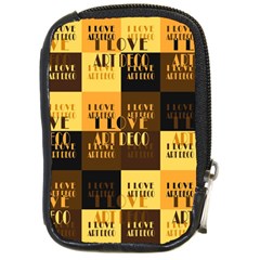 I Love Art Deco Typographic Motif Collage Print Compact Camera Leather Case