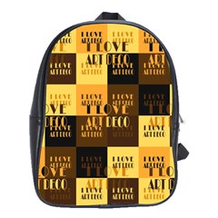 I Love Art Deco Typographic Motif Collage Print School Bag (large) by dflcprintsclothing