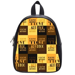 I Love Art Deco Typographic Motif Collage Print School Bag (small) by dflcprintsclothing