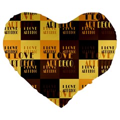 I Love Art Deco Typographic Motif Collage Print Large 19  Premium Heart Shape Cushions by dflcprintsclothing