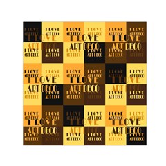 I Love Art Deco Typographic Motif Collage Print Small Satin Scarf (square)