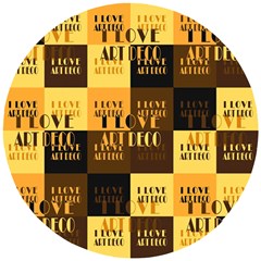 I Love Art Deco Typographic Motif Collage Print Wooden Puzzle Round by dflcprintsclothing