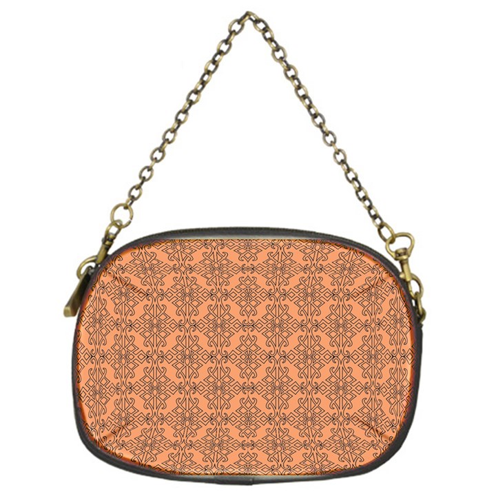 Timeless   Black & Cantaloupe Orange Chain Purse (One Side)