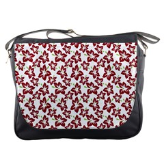 Cute Flowers - Carmine Red White Messenger Bag by FashionBoulevard