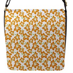 Cute Flowers - Honey Orange White Flap Closure Messenger Bag (s) by FashionBoulevard