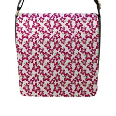 Cute Flowers - Peacock Pink White Flap Closure Messenger Bag (l) by FashionBoulevard