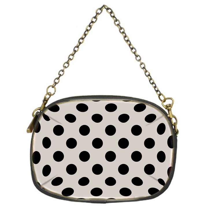 Polka Dots - Black On Abalone Grey Chain Purse (One Side)