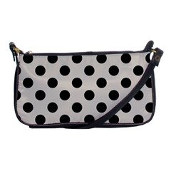 Polka Dots - Black On Abalone Grey Shoulder Clutch Bag by FashionBoulevard