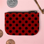 Polka Dots - Black On Apple Red Mini Coin Purse Back