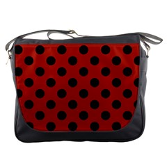 Polka Dots - Black On Apple Red Messenger Bag by FashionBoulevard