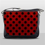 Polka Dots - Black On Apple Red Messenger Bag Front