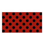 Polka Dots - Black On Apple Red Satin Shawl Front