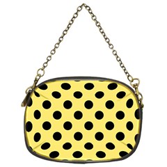 Polka Dots - Black On Blonde Yellow Chain Purse (one Side) by FashionBoulevard