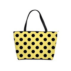 Polka Dots - Black On Blonde Yellow Classic Shoulder Handbag by FashionBoulevard