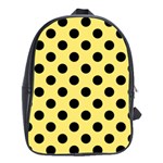 Polka Dots - Black On Blonde Yellow School Bag (Large) Front