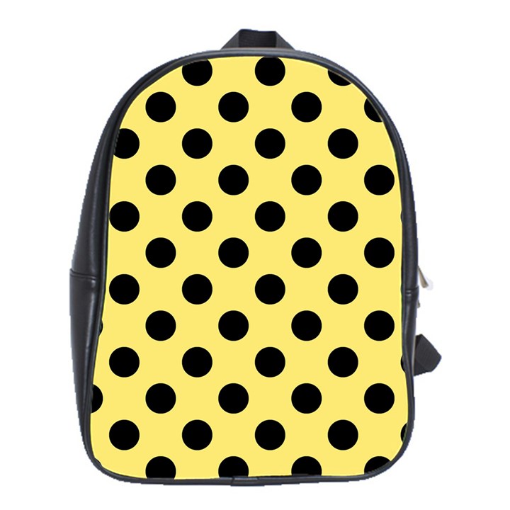 Polka Dots - Black On Blonde Yellow School Bag (Large)