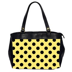 Polka Dots - Black On Blonde Yellow Oversize Office Handbag (2 Sides) by FashionBoulevard