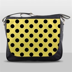 Polka Dots - Black On Blonde Yellow Messenger Bag by FashionBoulevard