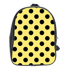 Polka Dots - Black On Blonde Yellow School Bag (xl) by FashionBoulevard