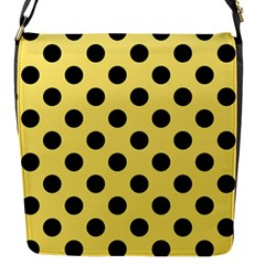 Polka Dots - Black On Blonde Yellow Flap Closure Messenger Bag (s) by FashionBoulevard