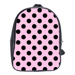 Polka Dots - Black On Blush Pink School Bag (large) by FashionBoulevard