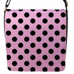 Polka Dots - Black On Blush Pink Flap Closure Messenger Bag (s) by FashionBoulevard